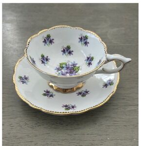 Royal Stafford Sweet Violets Bone China Tea Cup and Saucer Set Made in England